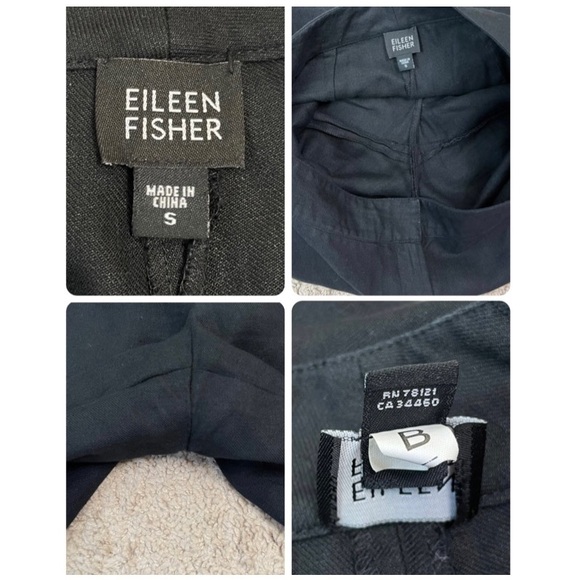 Eileen Fisher Black Flat Front High-Rise Wide Leg Ankle Crop Linen Pants Small - Picture 10 of 16
